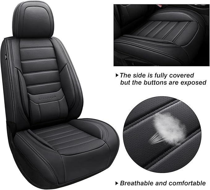 Seat Covers, Car Seat Covers Front Seats, Car Seat Cover, Car Seat Protector Waterproof, Car Seat Cushion Nappa Leather, Black Seat Covers Carseat Cover Universal Fit for Most Cars