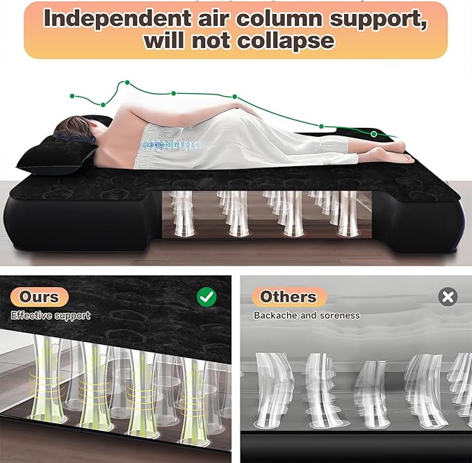 Umbrauto Built-in Pump Air Mattress for 5.5-5.8ft Full Size Short Truck Bed, Inflatable Camping Airbed with Rechargeable Cordless Pump for Truck Tent Camper