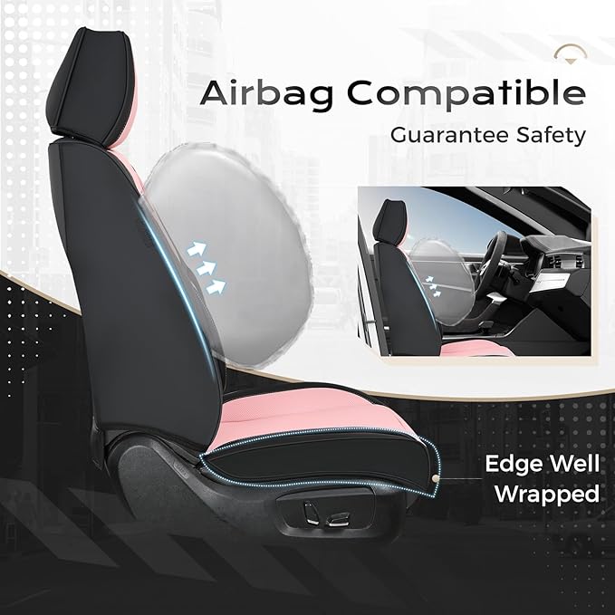 Coverado Seat Covers, Car Seat Covers Front Seats, Car Seat Cover, Car Seat Protector Waterproof, Car Seat Cushion Nappa Leather, Seat Covers Carseat Cover Universal Fit for Most Cars