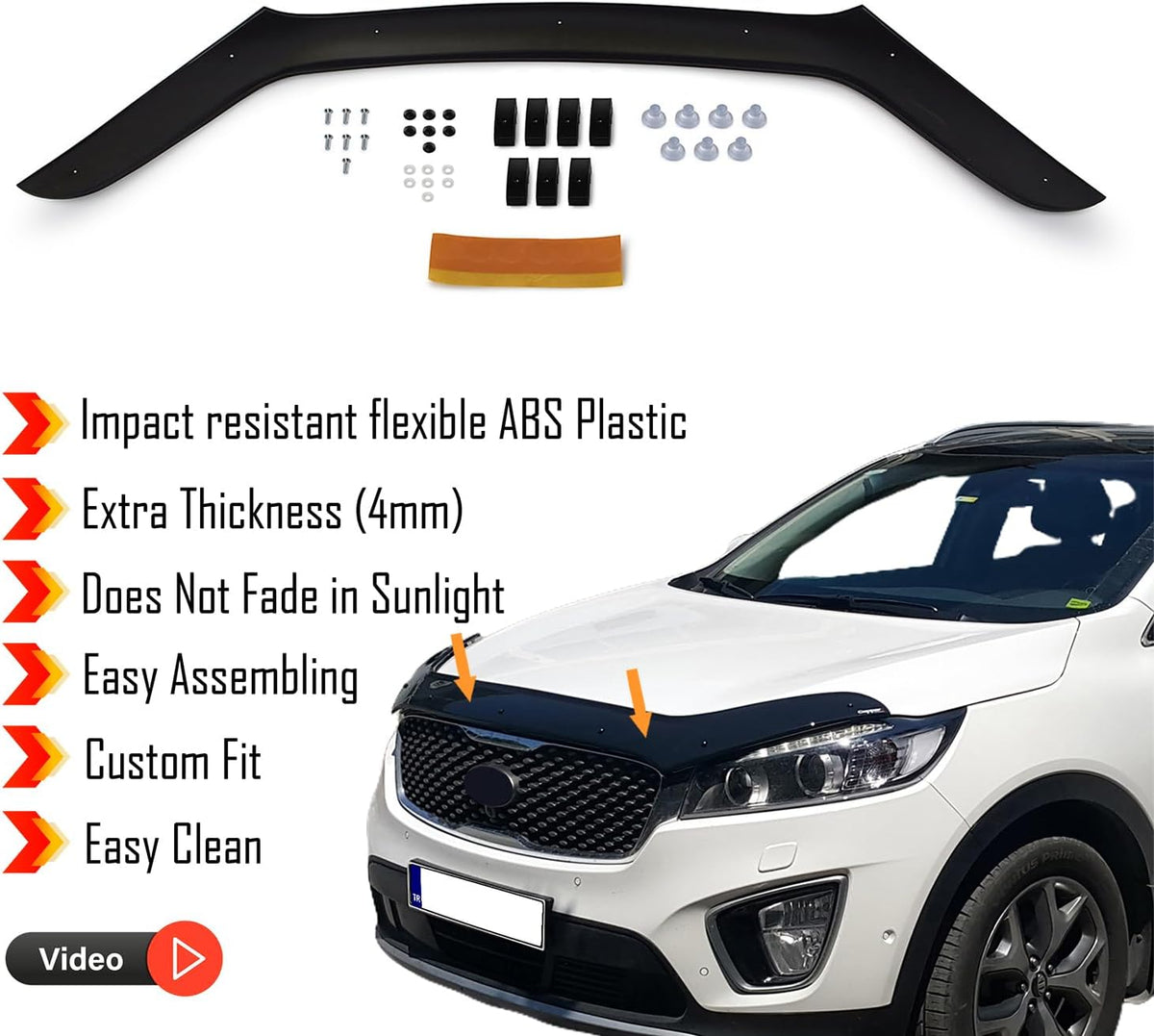 Hood Deflector Guard Fits Kia Sorento 2016-2020 | Bug & Bonnet Shields, Protects from Particles & Bug, All Weather - Durable - Easy assembly without Drill