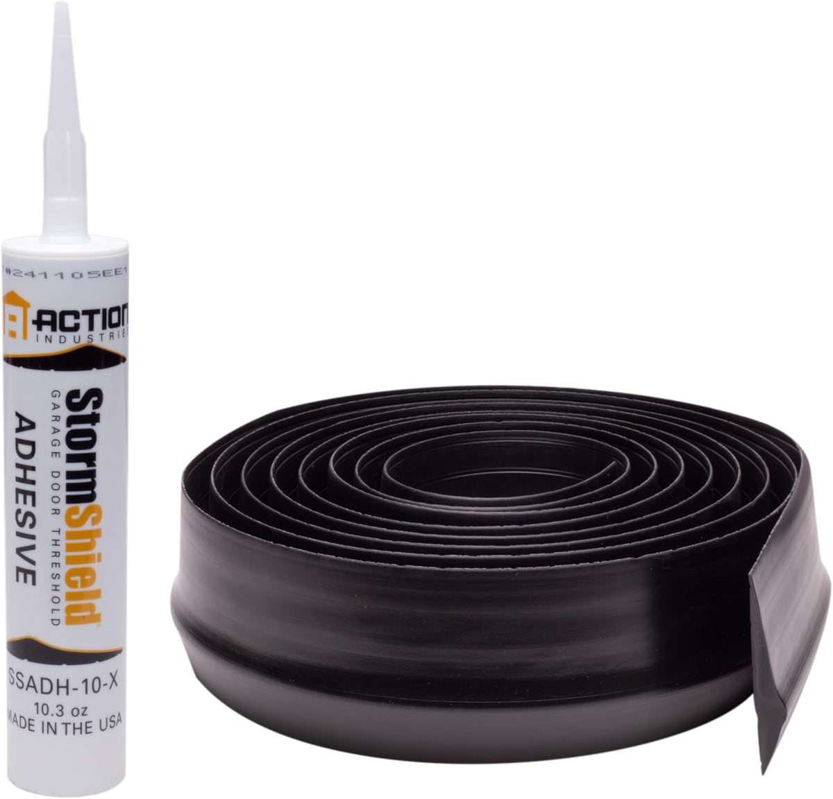Storm Shield® 16’ Garage Door Seal Threshold Strip - Durable PVC Rubber Seal Strip - Flame Resistant, Weatherproofing Garage Door Installation - Epoxy Adhesive - Made in The USA