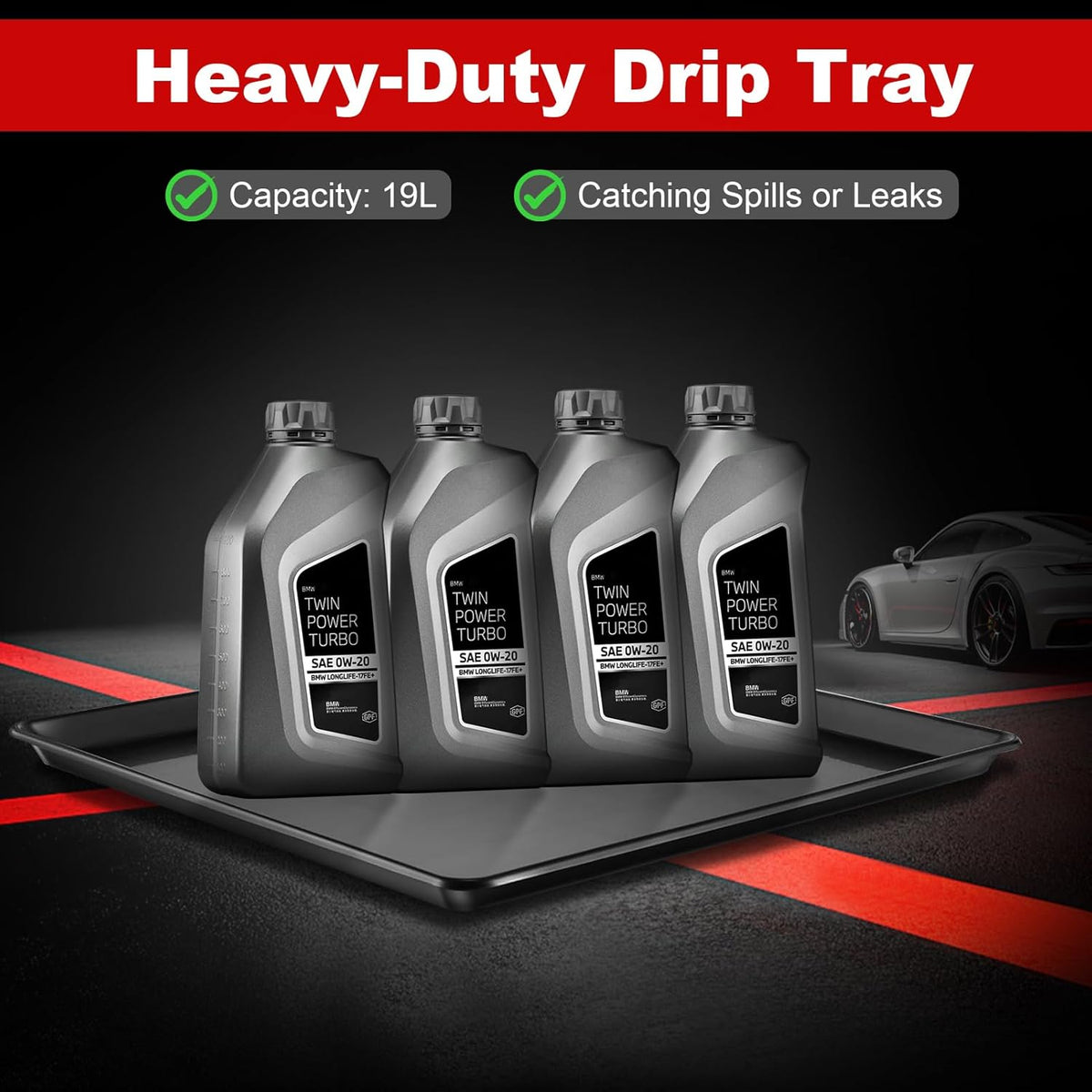 6Pcs Extra Large Car Oil Drip Pan- 35.4 x 24 x1.6 Inches Oil Drain Pan for Oil Change- Oil Drip Tray for Under Car Plastic Oil Tray, Oil Catch Pan Replacement Tray to Keep Garage Floor Clean
