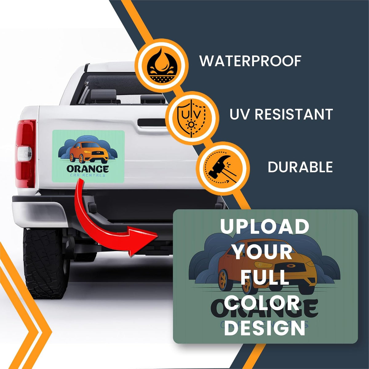 Magnet Me Up Customizable and Personalized Automotive Magnet Decals (16”x22” Rectangle)