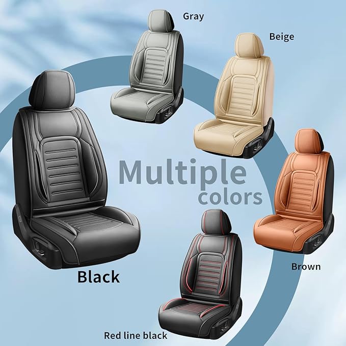 Fit Tucson Premium Leather Car Seat Covers Compatible with Hyundai Tucson 2010-2024 2026, Breathable, Wear Resistant, Airbag Compatible, All-Weather & Full Coverage, Full Set Red Line Black