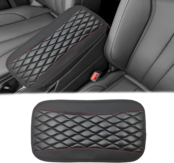 Car Center Console Cover, Universal Leather Waterproof Armrest Seat Box Cover Protector, Comfortable Car Decor Accessories Fit for Most Cars, Vehicles, SUVs-Black