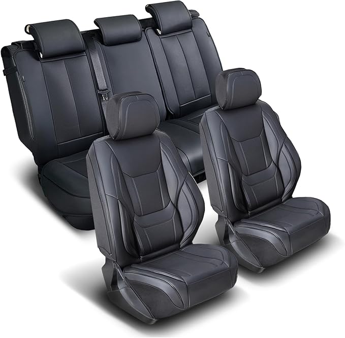 Coverland Custom Fit Car Seat Covers for SUV Compatible with [2019-2026 Acura RDX, 2025-2026 Subaru Forester] Premium Waterproof Non-Slip Interior Seat Protector [Full Set Black - Size Chart X57]