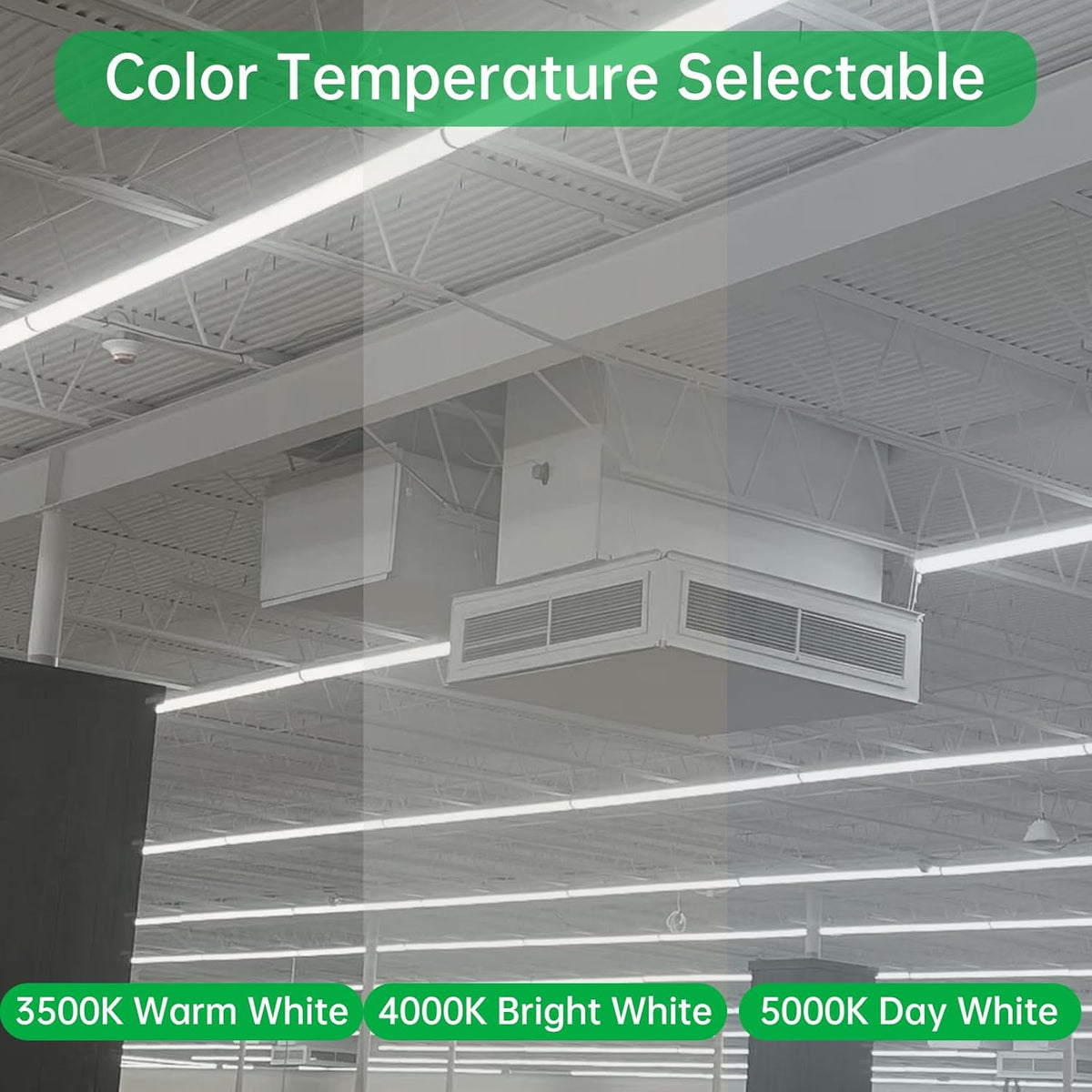 4FT LED Linear Strip Light Fixture, 4 Foot LED Shop Lights 40/32/24W 35/40/5000K CCT Selectable,Surface Mount and Hanging Ceiling Lighting Fixture for Garage, Warehouse, Workshop, Supermarket (4)