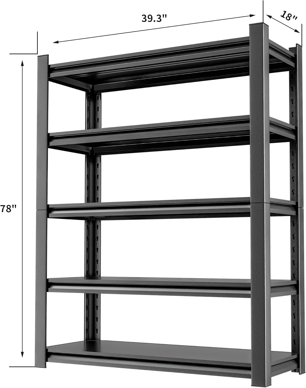 Metal Garage Shelving Unit, 5 Tier Heavy Duty Storage Shelf, Utility, and Industrial Use - Durable Metal Storage Rack Shelving, Garage Storage Shelf Organizer 18" D x40 W x78 H