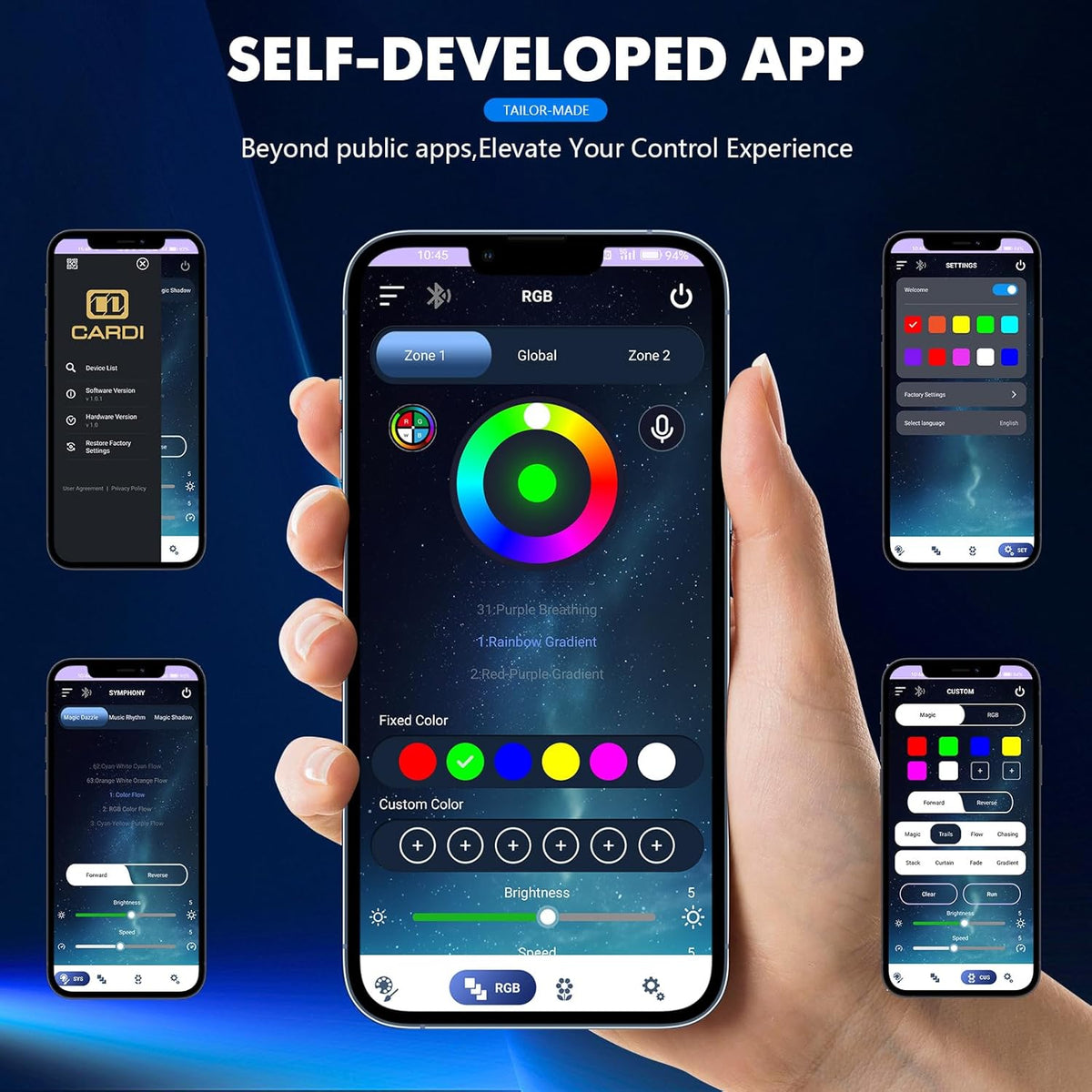 2025 Upgraded Dreamcolor Acrylic Interior Car LED Strip Light with Self-Developed App Dreamcolor RGB 14 in 1 | Dual Zone Control | Super Brighter Strips | Music Sync Ambient Lighting Car Interior