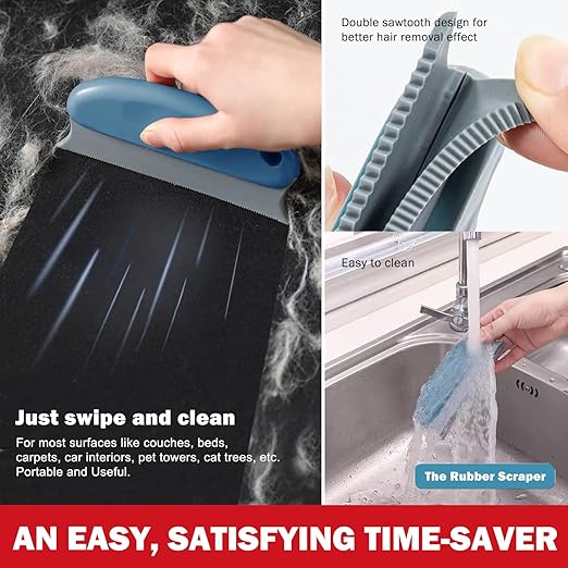 Pet Hair Removal Tools (3-Pack), Dog Cat Hair Remover Pro, Lint Shaver Cleaner, Fur Removal Carpet Scraper, Fuzz Hairball Brush for Carpet, Car Mat, Clothes, Couch, Pet Bed, Cat Tree, Furniture