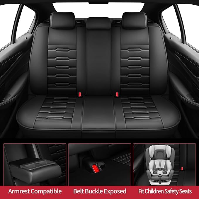 Fit 4Runner Car Seat Covers (5 Seats) for Select Toyota 4Runner 2003-2024 2025 2026 - Full Coverage Leather,Airbag Compatible, Waterproof & All Weather Seat Cushion Protector,Full Set,Black