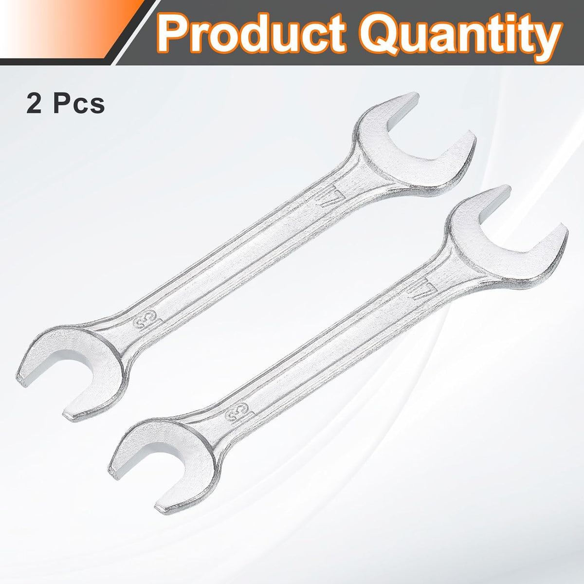 HARFINGTON 2pcs Double Open End Wrench 13mm x 17mm Metric 15 Degree Offset Angle Small Flat Head Wrench Galvanizing Open Ended Spanner for Automotive Repair Furniture Assembly
