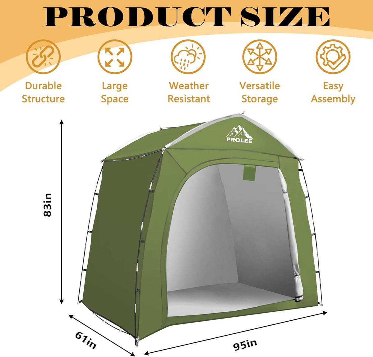 Bike Storage 7.3 x 5ft, Outside Storage Waterproof Oxford Fabric for 4 Bikes, Bike Shed, Garden Sheds & Outdoor Storage (Arch Green - XXL for 4-5 Bikes)