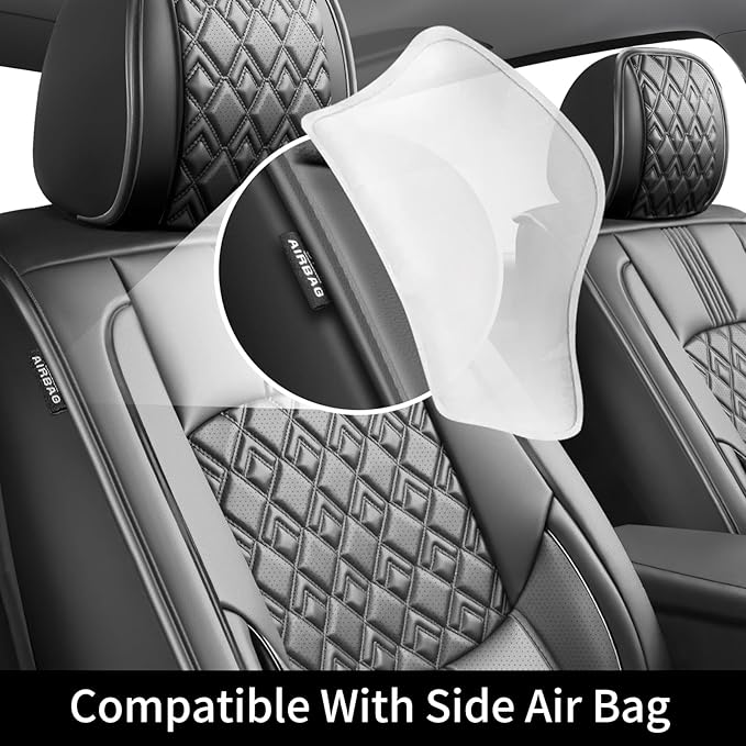 Fit Impreza Car Seat Covers for Subaru Impreza 2004-2024 2025 2026 - Upgraded Premium Waterproof & Breathable Leather, Airbag Compatible, All-Weather Seat Cushion Protector (Full Set, Black)