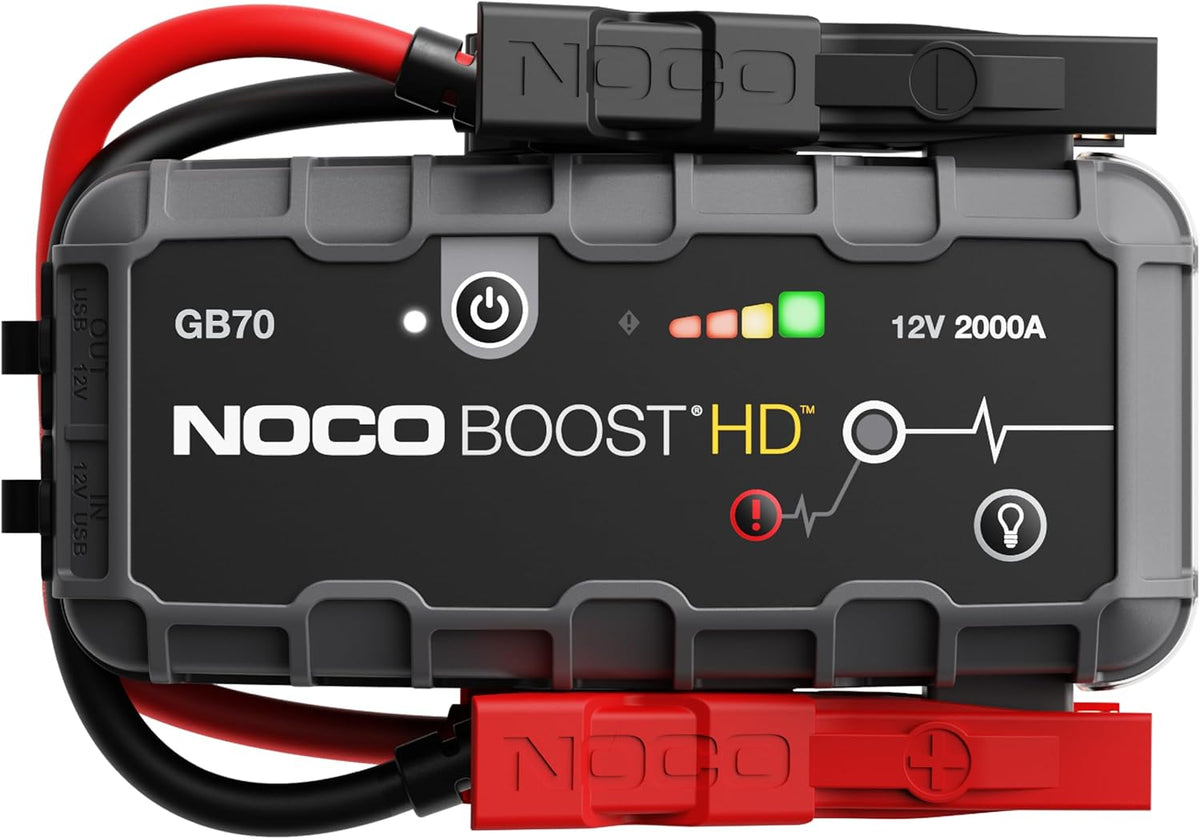 NOCO Boost GB70: 2000A UltraSafe Jump Starter – 12V Lithium Battery Booster Pack, Portable Jump Box, Power Bank & Jumper Cables - for 8.0L Gas and 6.0L Diesel Engines