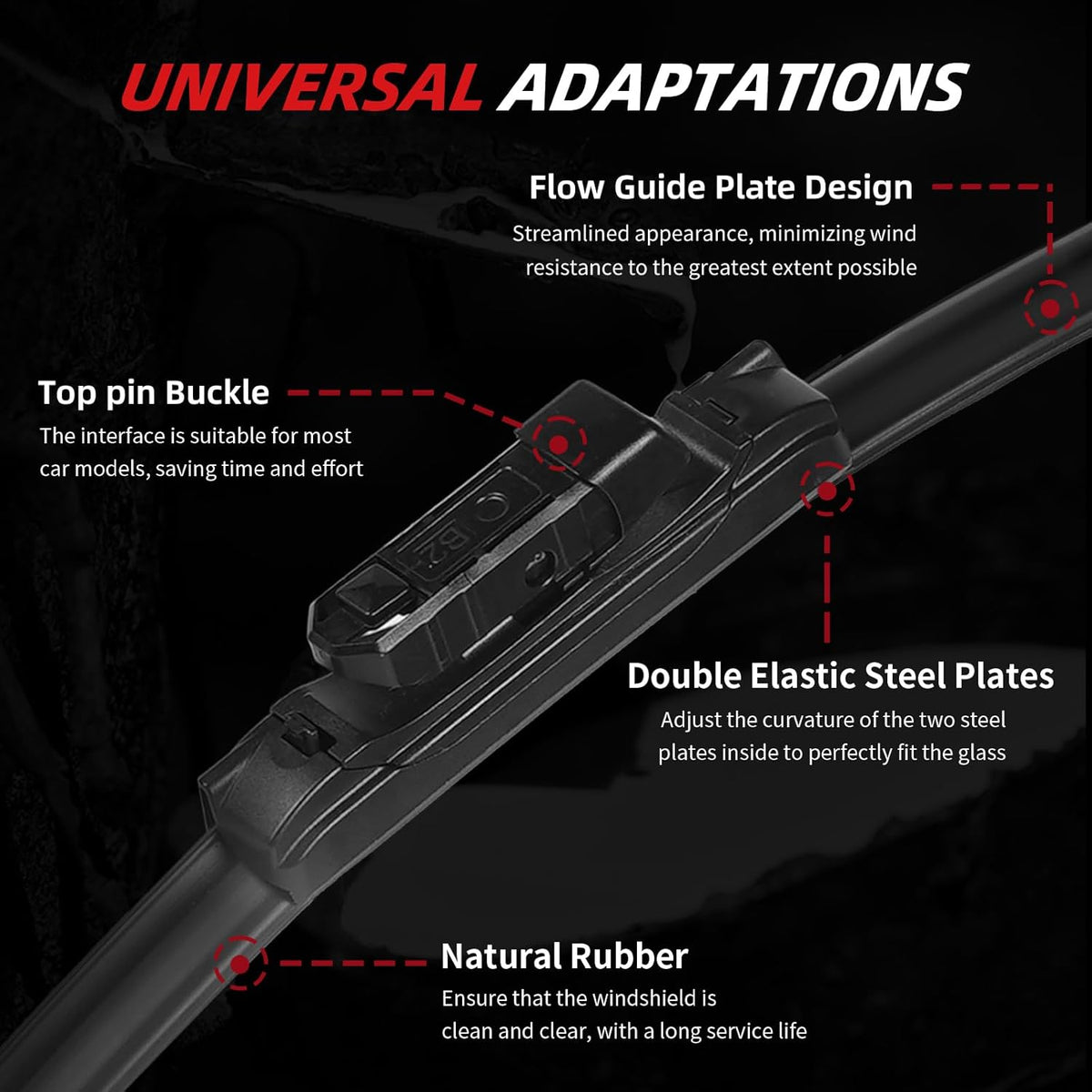 OTUAYAUTO Premium Windshield Wiper Blades - Replacement for Volkswagen Tiguan 2018-2022 - Precision Fit, All-Weather Performance, Front and Rear Wiper Blades, Top Lock - 25"+22"+15" (Pack of 3)