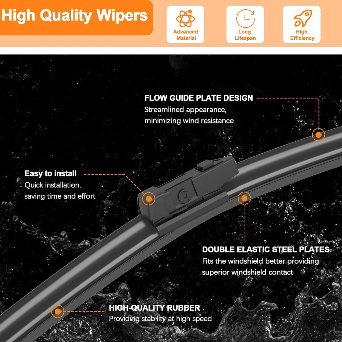 HULADAED® 26''+18''+9'' Windshield Wipers Replacement for Hyundai Veloster 2017 2016 2015 2014 2013 2012,Silicone Front Rear Wiper blades for MY Car-All Weather & Quiet(3 PACK)