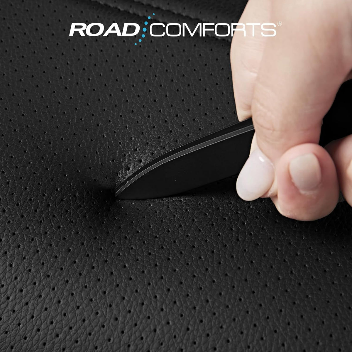 Road Comforts Leather Seat Covers, Breathable Car Seat Covers Full Set for Men,Airbag Compatible, Automotive Seat Covers Set Universal Fit Most Cars,Vans,Truck,SUV
