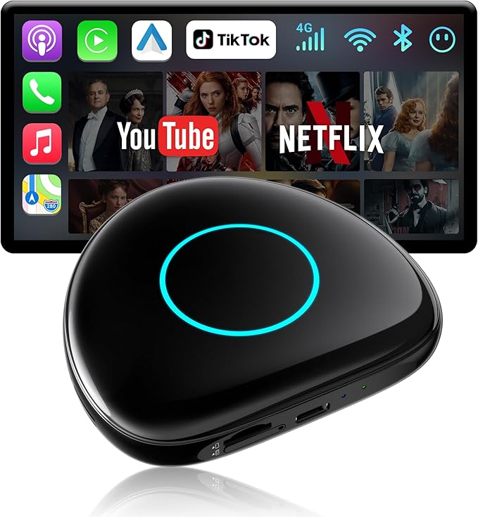 Magic AI Box, Wireless CarPlay/Android Auto Adapter, Car Video Box Supports for Netflix/YouTube/TikTok/TF Card, DriveChat AI Smart Box with GPS/Dual Bluetooth