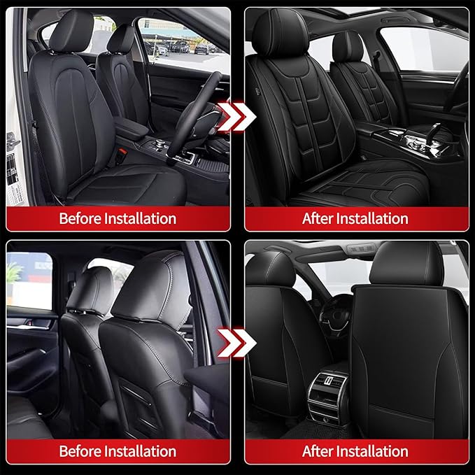 TTX LIGHTING Car Seat Covers fit for Nissan Kicks 2018-2026 Front Seat: Premium Leather Automotive Seat Cover with Airbag Compatible Waterproof (2 Seats, Black)