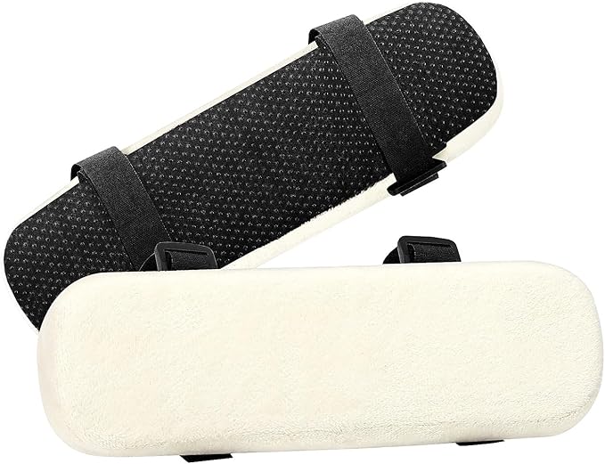 MOSISO Chair Armrest Pads (2 Pack), Memory Foam Home/Office Chair Arm Rest Covers Comfy Computer Gaming Elbow Cushion Removable Washable Elbow Support Forearm Pressure Relief, Beige