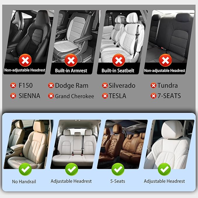 Full Coverage Faux Leather Car Seat Covers Full Set,Automotive Seat Covers for Cars,SUVs Pick-up Truck, Car Seat Cushion, Black and Grey Seat Covers for 5 Seats