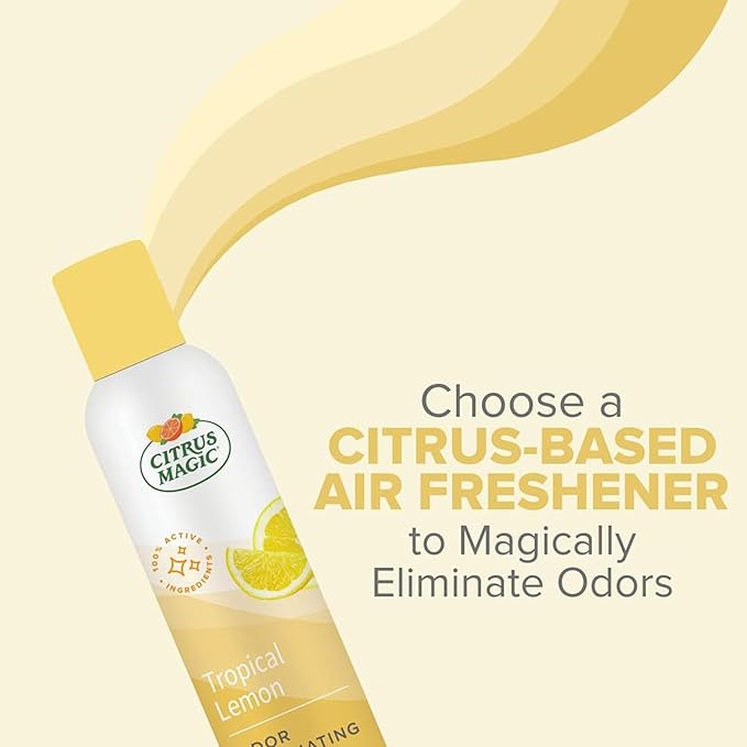 Citrus Magic Odor Eliminating Air Freshener Spray, Tropical Lemon, 3-Ounce, Pack of 3