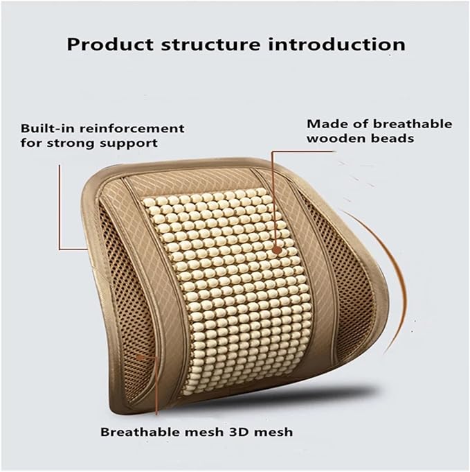 TOMSE Car Seat Chair Back Cushion for BMW X3 G01 2019 2020 2021 2022 2023 2024, Wooden Beads Ventilate Mesh Lumbar Brace Strong Durable Relieve Fatigue Summer Interior Accessories,B-Seat pad