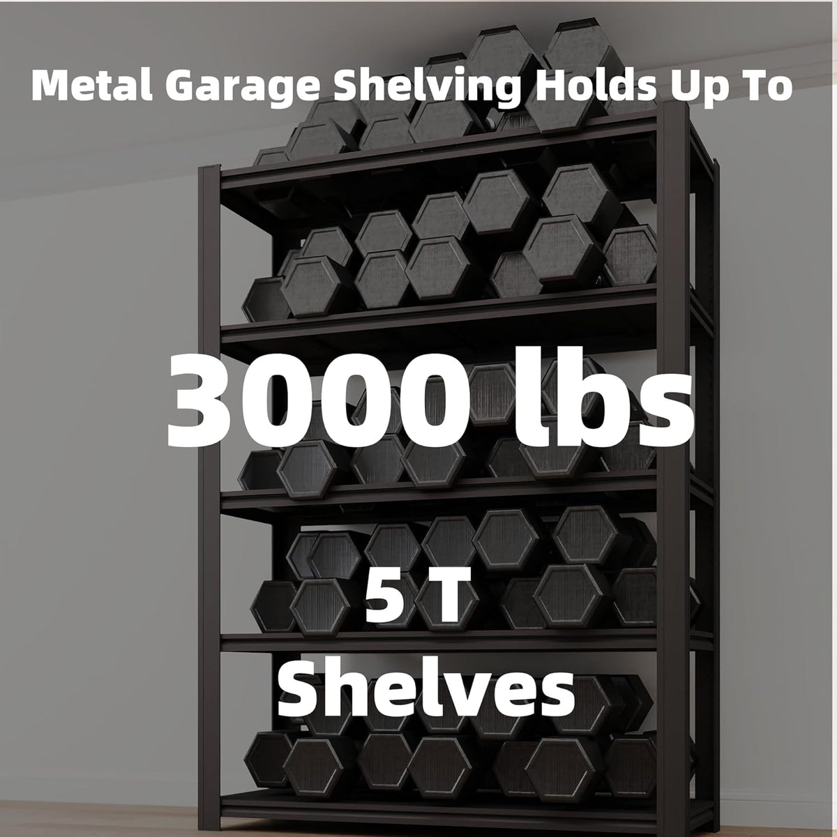 5 Tier Metal Shelving Unit, Adjustable Storage Shelves, 84" H x 55" W x 24" D Heavy Duty Garage Shelves for Warehouse, Basement, Kitchen, Pantry, Living Room, Black (5T 84 * 55 * 24)