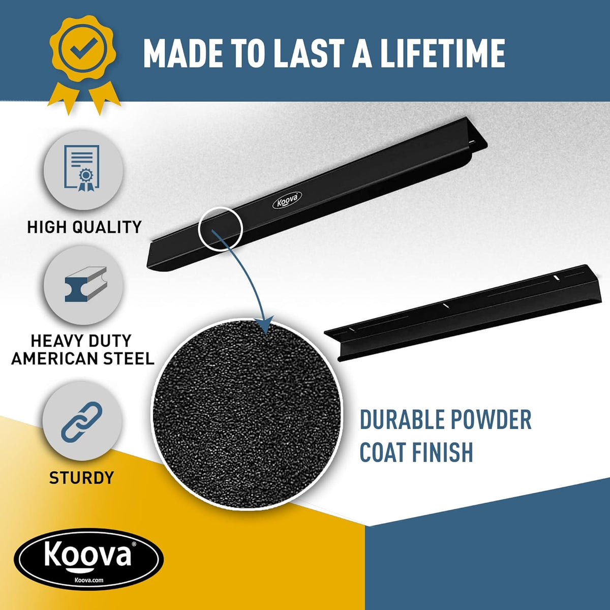 Koova Heavy-Duty Overhead Garage Storage Rack for 1 Bin. Adjustable Width, 40lb Capacity. DIY Super Safe Ceiling Mount, Easy 4-Bolt Install. Fits 27-Gallon Tote. USA Made Steel. Space Saving Organizer