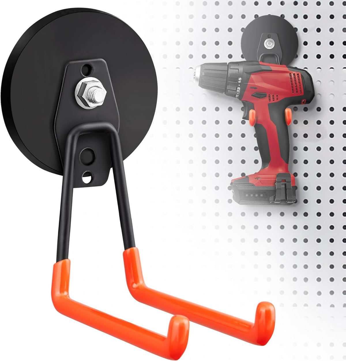 2Pcs Large Strong Magnetic Hooks for Hanging Heavy Duty, 3.5in Neodymium Magnet Storage Utility Hooks, Steel Long Magnetic Holder/Hanger Hook Organizer for Hanging Garage/Garden/Power Tools