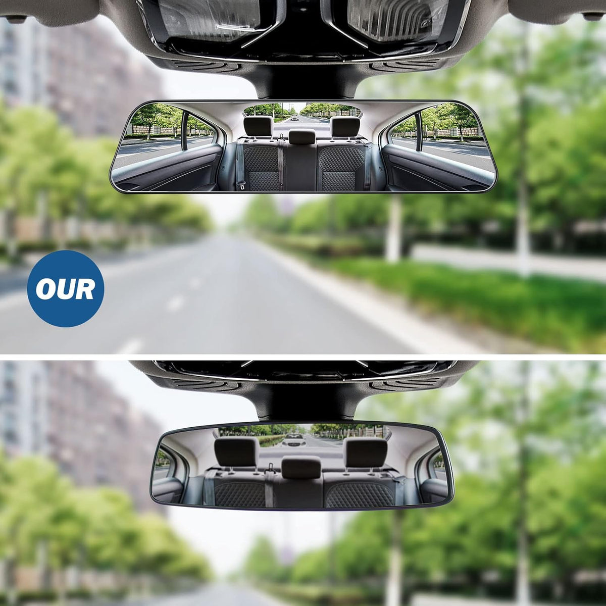 JOYTUTUS Rearview Mirror, 12 Inch Panoramic Interior Clip-on Wide Angle Convex Universal Rear View Mirror to Reduce Blind Spot Effectively for More Car SUV Trucks -Clear
