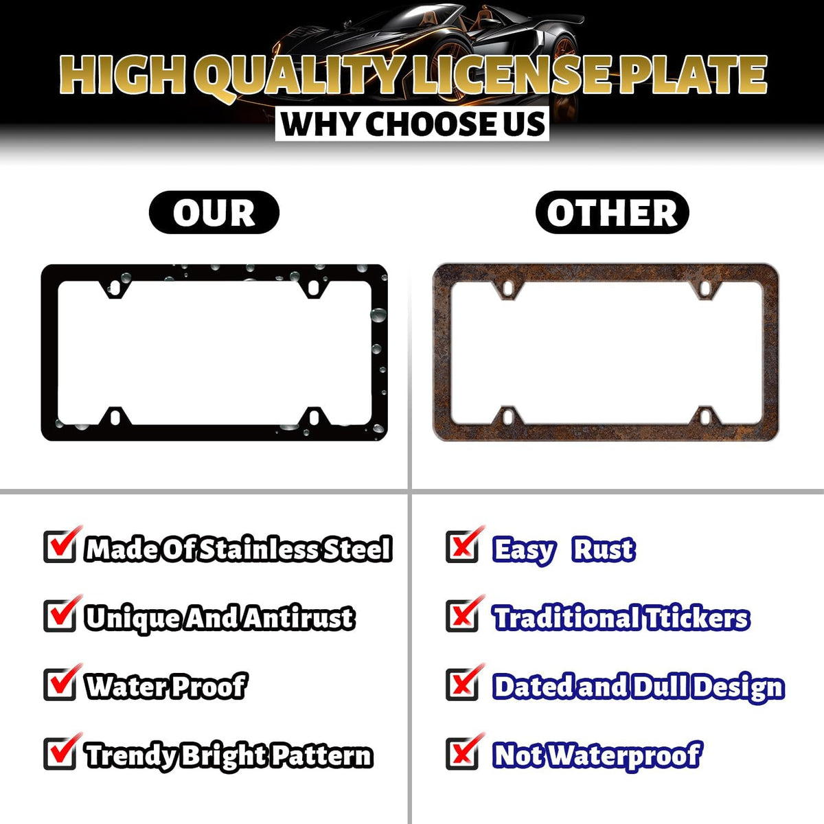 Jesus The Way The Truth The Life License Plate Frame Christian License Plate Holder Stainless Steel Funny Design Compatible with Standard License Plate for USA Canada 12.3" x 6.3"