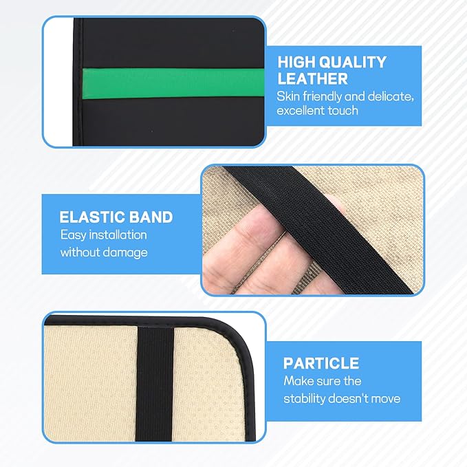 wuyaoyao Car Center Console Cover, 12.6"×7.87" PU Leather Armrest Cover for Cars, Stylish Auto Armrest Cushion Pad, Waterproof Vehicle Arm Rest Protector, Interior Car Accessories (Black+Green)