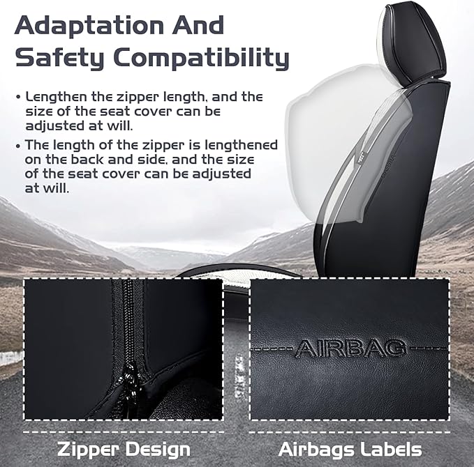 Truck Seat Covers for Chevy Silverado 3500 2007-2026, Waterproof Premium Leather Full Coverage Car Seat Cover, Muscle Sport Style Auto Interior Seat Cover Sets (Front Set/Black White)