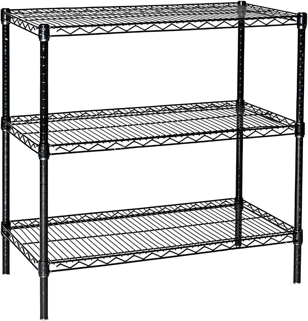 Omega 12" Deep x 48" Wide x 36" High 3 Tier Black Starter Shelving Unit