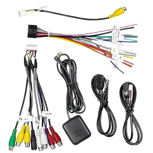 Android Radio Wiring Harness Kit with 16 Pin ISO Car Radio Wire Harness, 10/20 Pin RCA Back Camera Adapter, 4/6 Pin USB Cable and GPS Antenna Cord