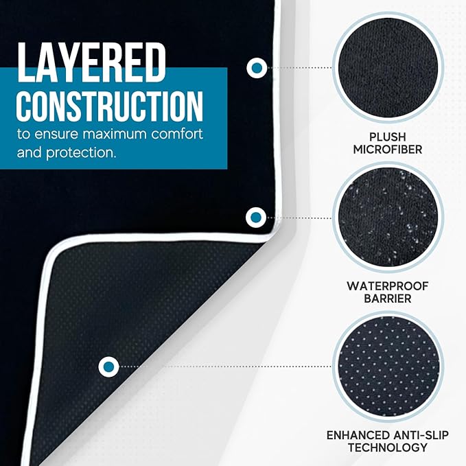 DryvaSeat - Premium Microfiber Towel Car Seat Cover - Waterproof & Sweatproof - Universal Fit, Machine Washable, Non-Slip - Seat Protector for Car, Truck, SUV, Van (Black, 2 Pack)