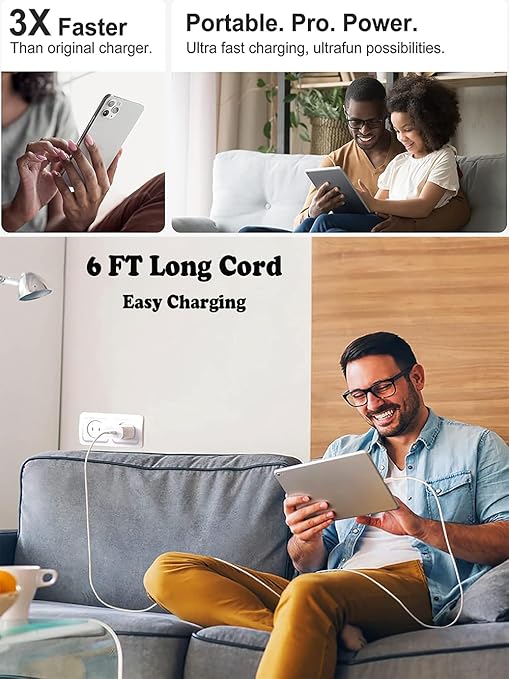 iPhone Charger Fast Charging,iPhone Fast Charger 2Pack Type C Fast Charger Block Plug Adapter 6FT USB-C to Lightning Cable Cord for iPhone14/13/13 Pro/12 Pro/12 Pro Max/11/Xs Max/XR/X/SE,iPad,AirPods