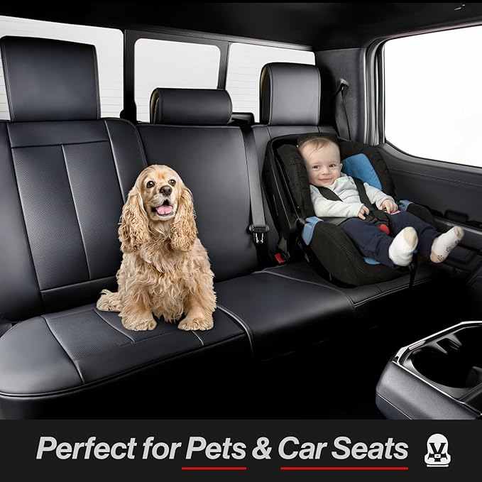 Coverland Custom Fit Car Seat Covers for SUV Compatible with [Lexus RX 300, RX 330, RX 350] Premium Car Seat Cover Water Resistant Leather Non-Slip Interior Protector [Full set Black - Size Chart X91]