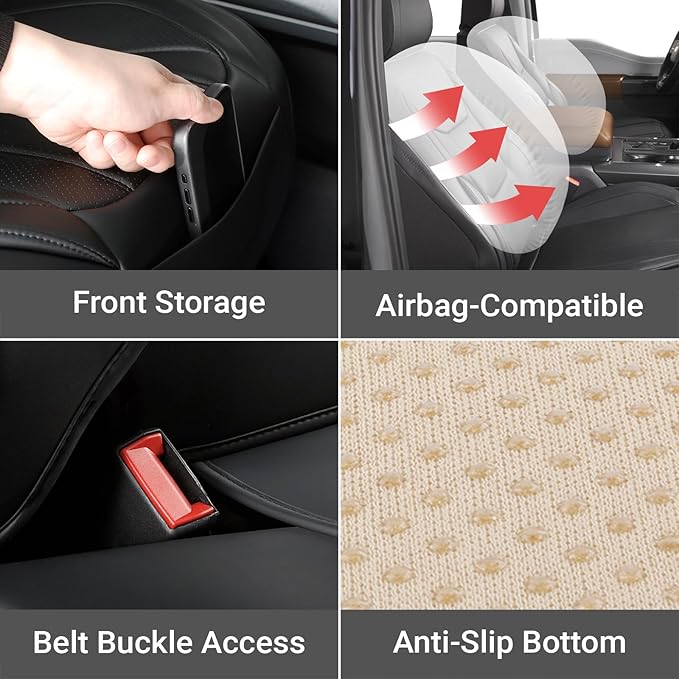 Coverland Custom Fit Car Seat Covers for Car Compatible with [Starion, Scion iM, Corolla, Yaris, Passat] Premium Waterproof Non-Slip Interior Seat Protector [Full Set Black - Size Chart X62]