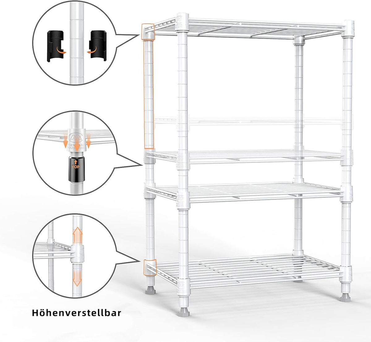 450 lbs Wire Storage Shelving 3-Tier Utility Shelving Unit Steel Organizer Wire Rack for Home,Kitchen,Office,White (11.8" D x 17.7" W x 26.4" H)