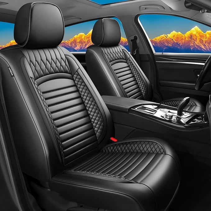 Fit Ridgeline Car Seat Covers for Honda Ridgeline 2007-2025 2026 - Upgraded Premium Waterproof & Breathable Leather, Airbag Compatible, All-Weather Seat Cushion Protector (Full Set, Black)