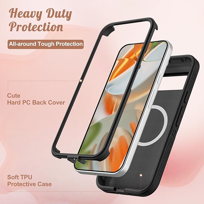 for Google Pixel 9 Case/Pixel 9 Pro Case - Compatible with MagSafe Women Girls Cute Magnetic Protective Cover Girly Sun Moon Unique Design Heavy Duty Shockproof for Pixel 9/9 Pro Phone Case