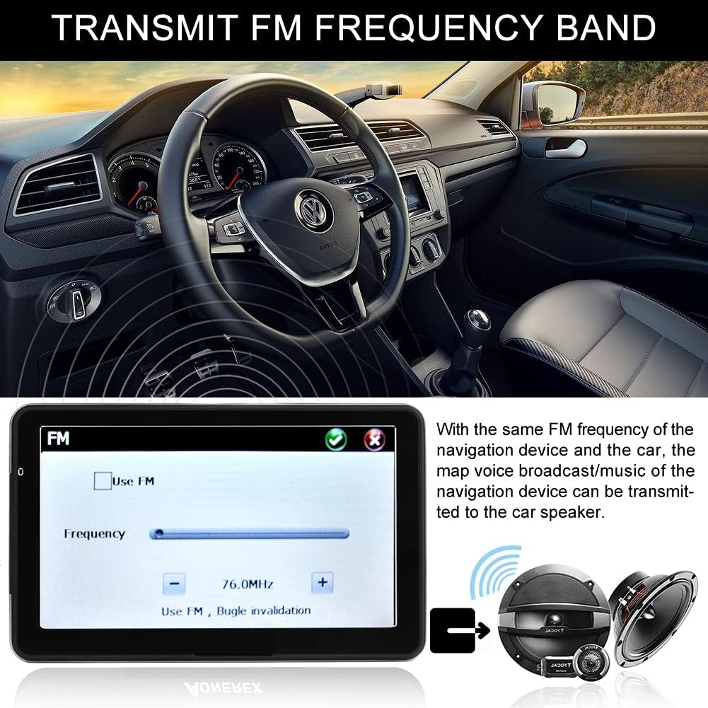 Car GPS Navigation, Latest 2025 Map 7 inch Touch Screen Car GPS, Voice Turn Direction Guidance, Support Speed and Red Light Warning, Install The Latest Map of The United States