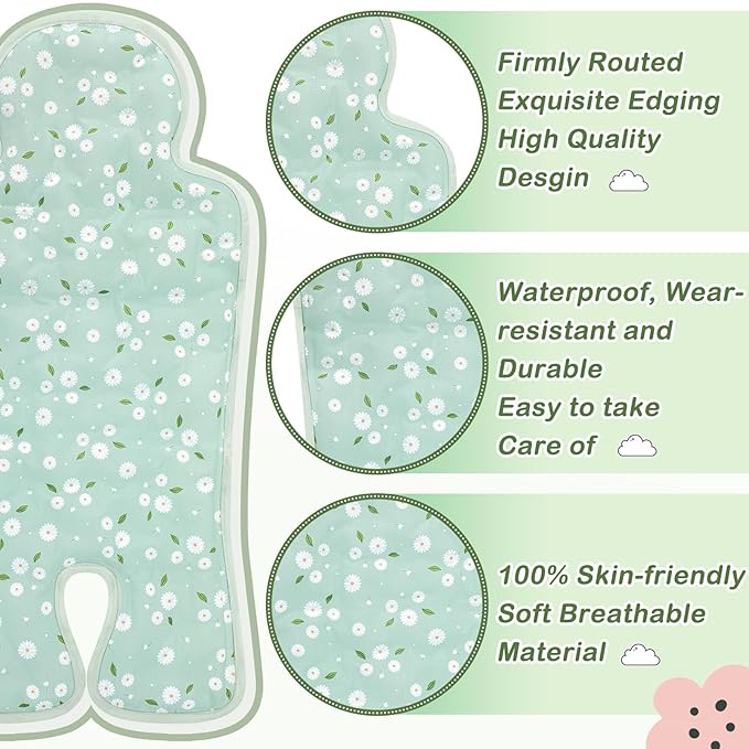 Pinkunn 2 Pcs Gel Car Seat Cooling Pad for Baby Summer Breathable Ice Cushion Multifunctional Ice Stroller Cooler Mat for Stroller Baby Dining Chair Child Safety Seat(Mixed Color,Floral)