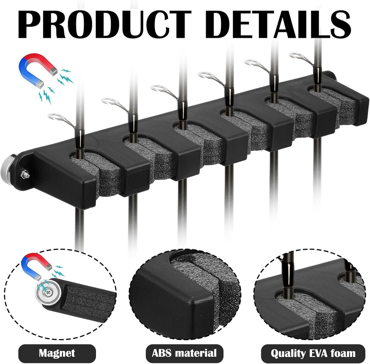 2 Pcs Magnetic Fishing Rod Holder for Car Fishing Pole Rack Vertical Rod Storage Holders for Truck Bed Boat Wall Garage Door