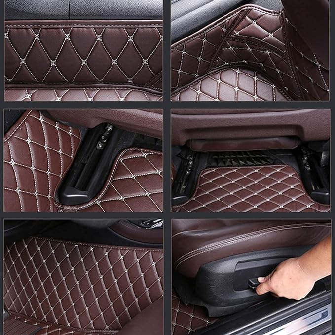 Custom Floor Mats for Cars fit 95% Sedan SUV Sports Car Full Coverage All Weather Men Women Pads Protection Non-Slip Leather Floor Liners (Red Black 2)