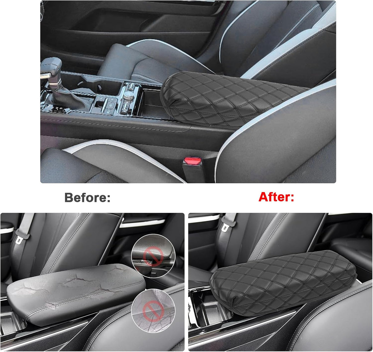 SXCY for 2025 Kia K5 Armrest Cover for Kia K5 2021-2025 Accessories 2021-2025 K5 Center Console Cover Pad 2024 2025 K5 Middle Console Cover Pad(Black Plaid Pattern)