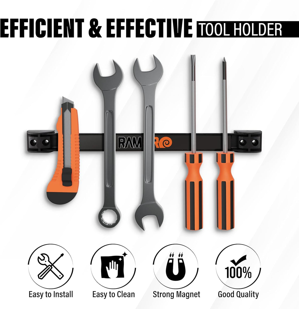 12" Magnetic Tool Holder Strip - A Tool Magnet Bar for Garage Organization, Shop Organization, and Workbench Accessories - Best Gift for Men - Easy To Install in Workshop - Mounting Screws Included.